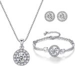 YooAi Jewellery Set Heart Pendant Necklace and Earrings Set Cubic Zirconia Jewellery for Women